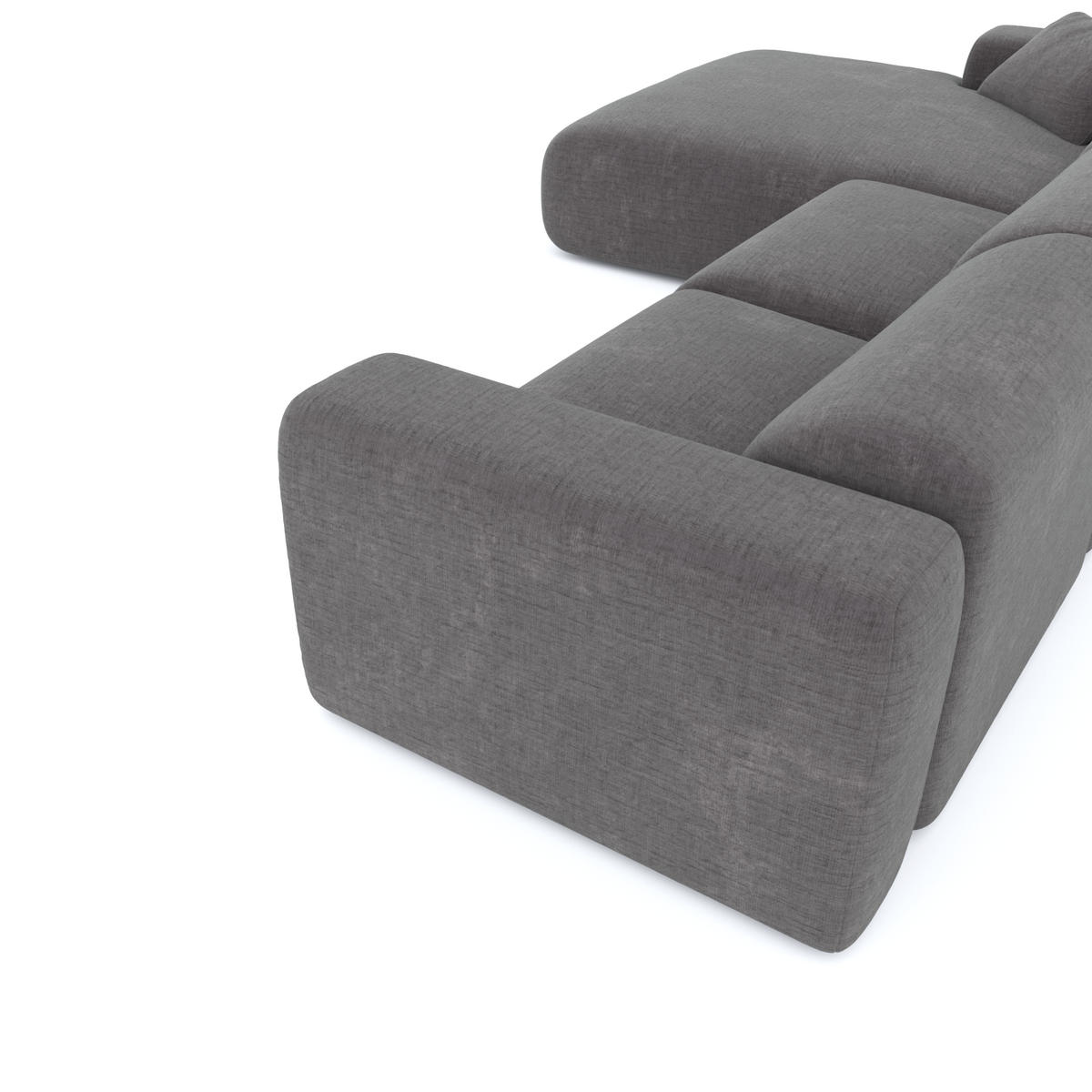 ECKSOFA LINKS Texturierter Samt Grau 280cm - Grau, Textil (95/280cm) - Sia Home