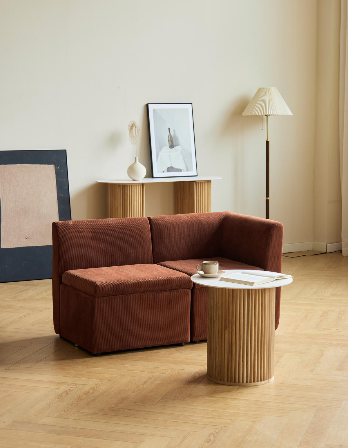 SOFA Samt Terracotta - Terra cotta, Textil (60/68/60cm) - Nordlys