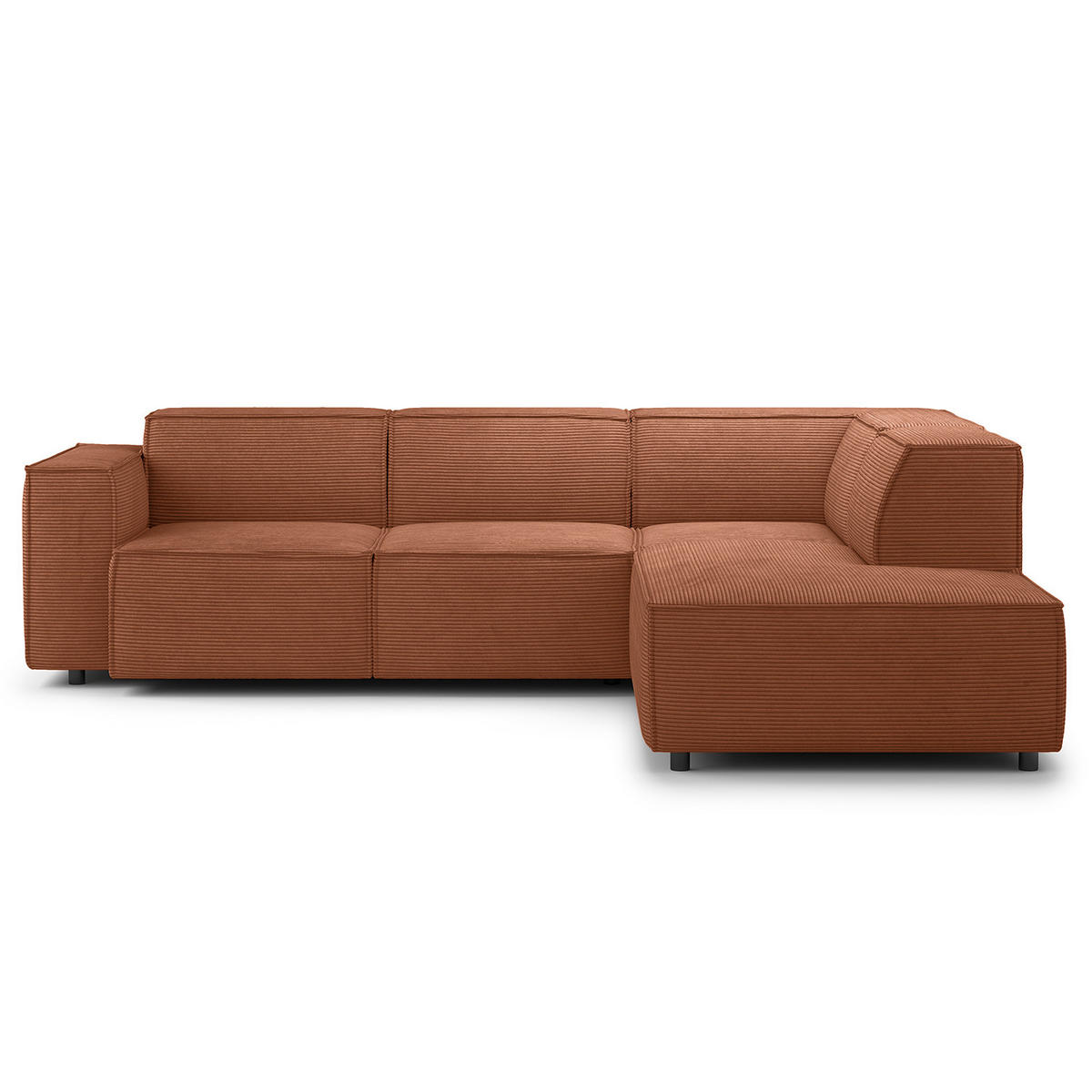 ECKSOFA mit Ottomane - Schwarz/Braun, Kunststoff/Textil (260/234cm) - home24