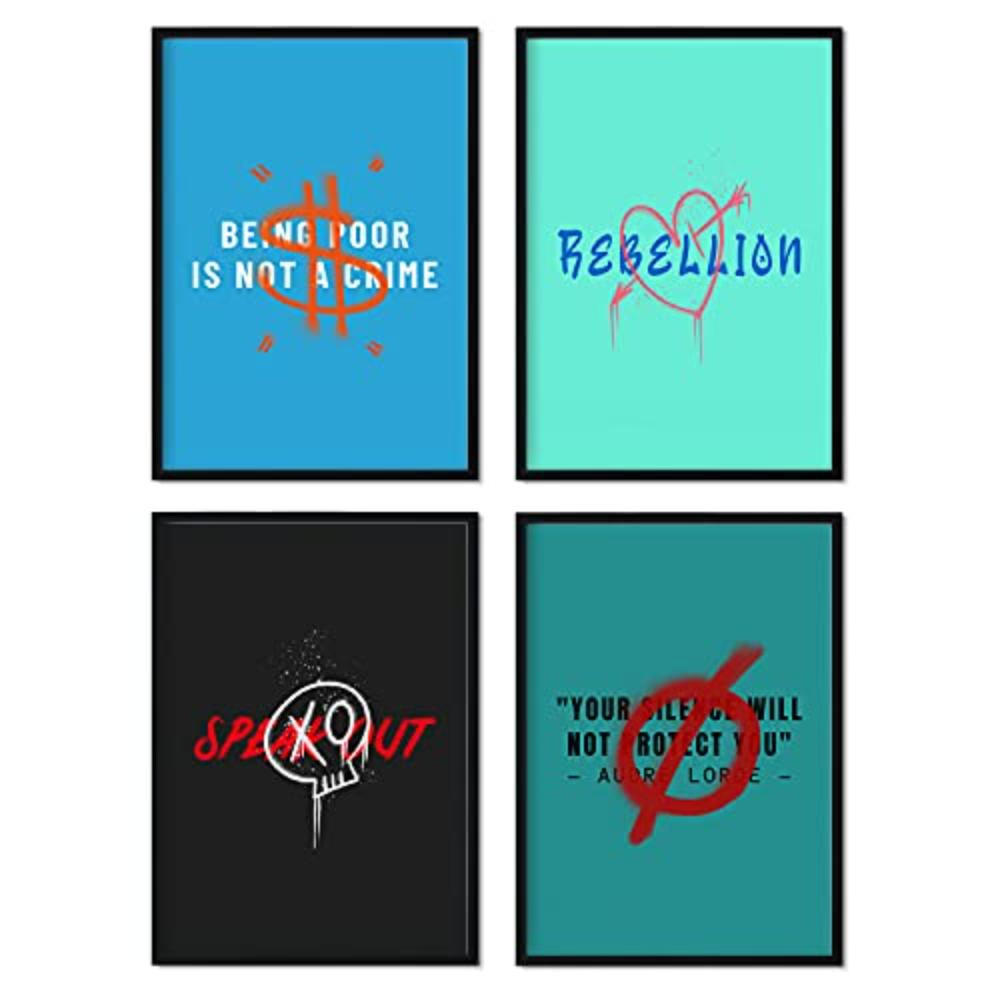 POSTER Set mit 4 Rebel A3 Rahmenlos - Klar, Papier (29.7/3cm) - Nacnic