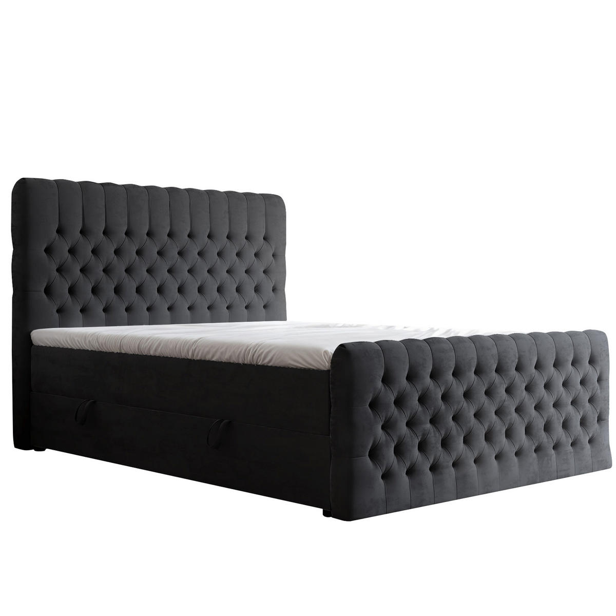 BOXSPRINGBETT 120x200 cm mit Topper - Schwarz, Holzwerkstoff/Textil (120/200cm) - Idohome