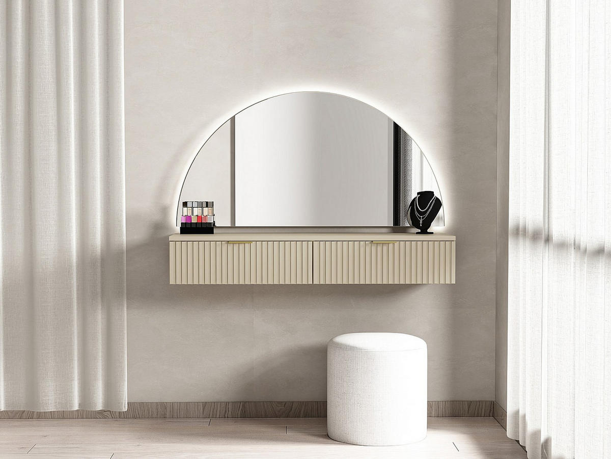 SCHMINKTISCH - 120 cm x 35 cm - Holz, Platte - Beige FRALYN - Beige, Holz (120/80/35cm) - Vente-Unique