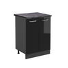 KÜCHENUNTERSCHRANK R-Line Schwarz Hochglanz 60 cm, AP Anthrazit - Schwarz Hochglanz/Anthrazit, Holzwerkstoff (60/81.6/60cm) - Vicco