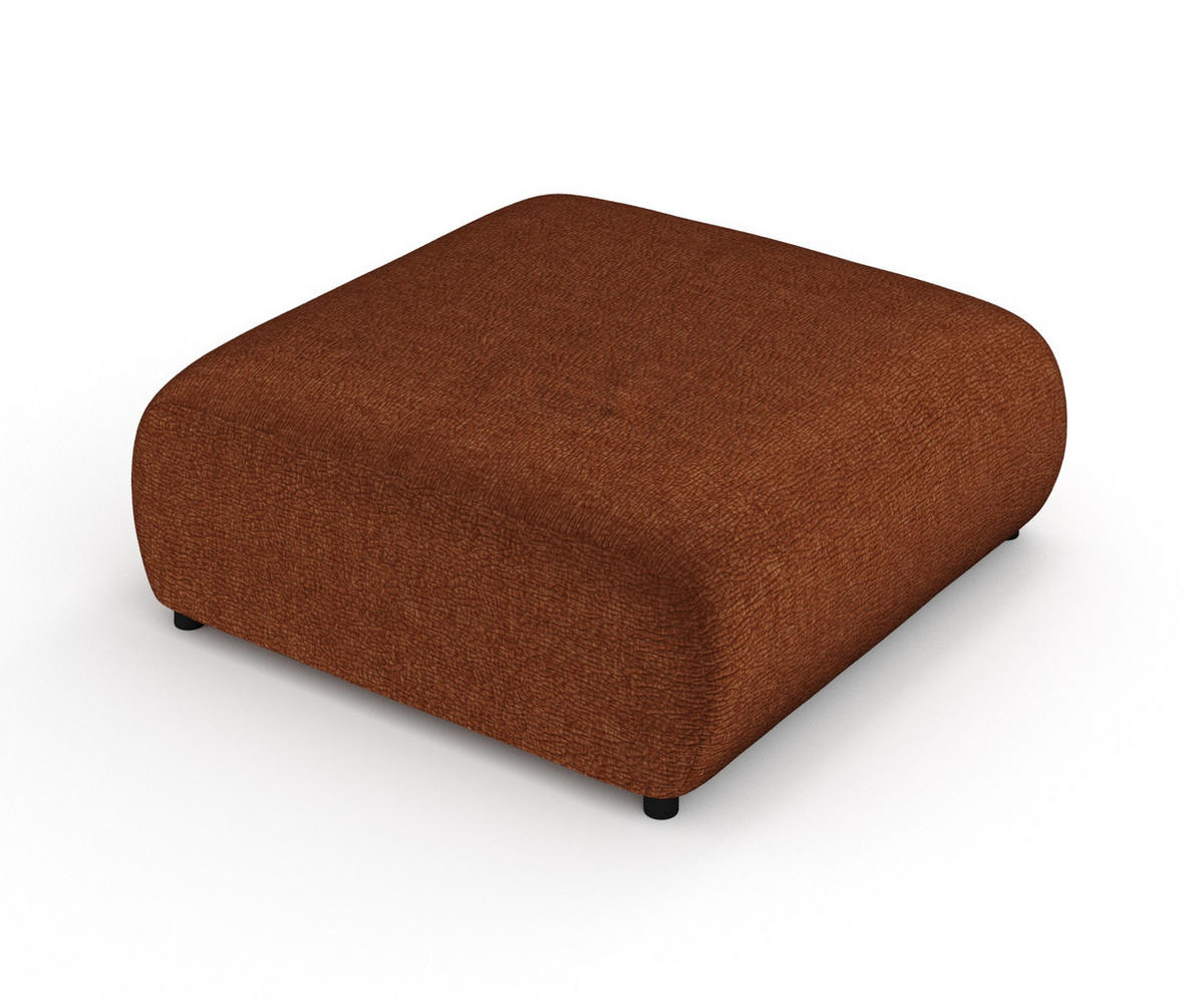 POUF L Zanzibar Dunkelorange Chenille - Dunkelorange/Schwarz, Holz/Holzwerkstoff (110/37/110cm) - Maison de Reve