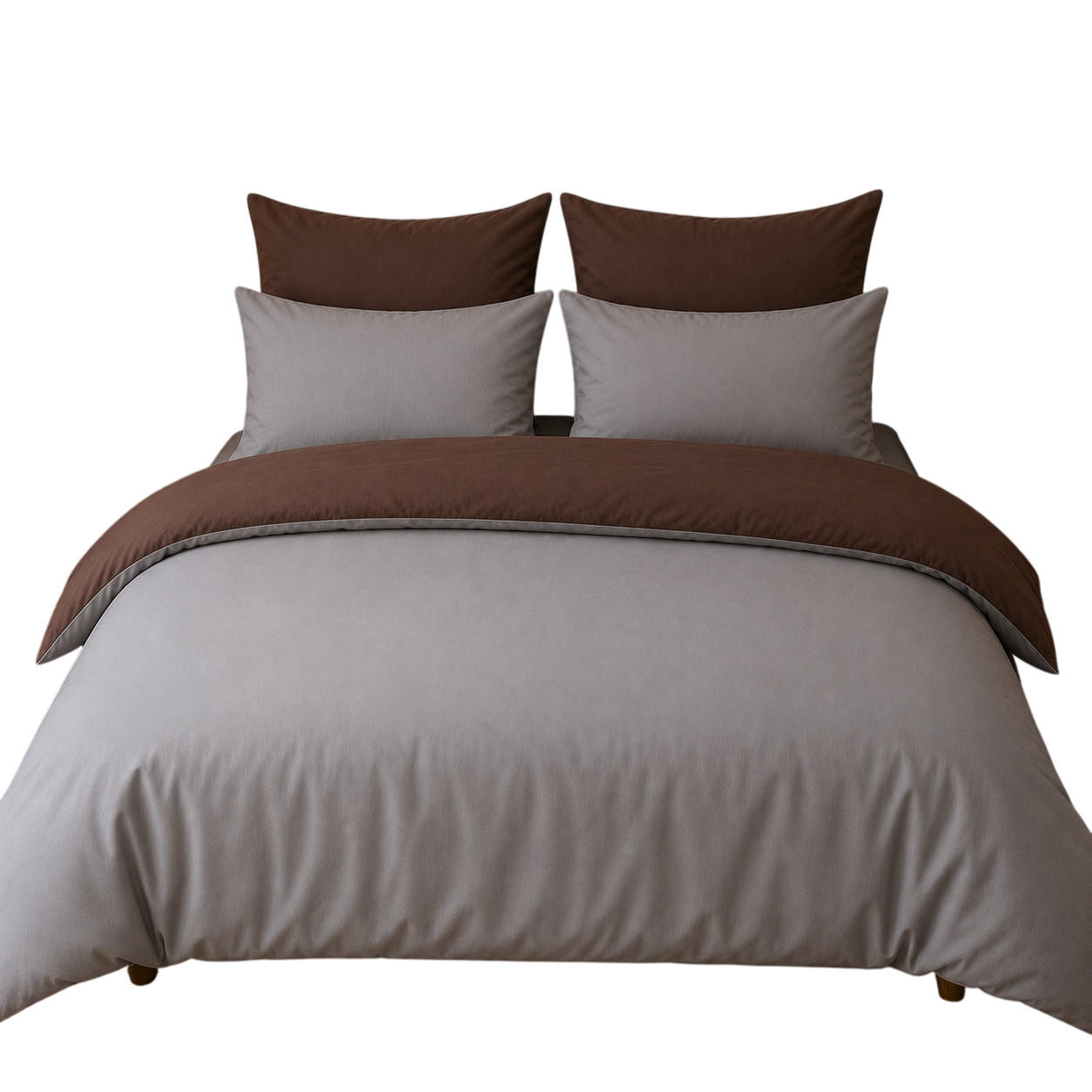 WENDEBETTWÄSCHE 5-teilig 200/200cm GRAU-BRAUN - Grau, Textil (200/200cm) - ROLFNERS