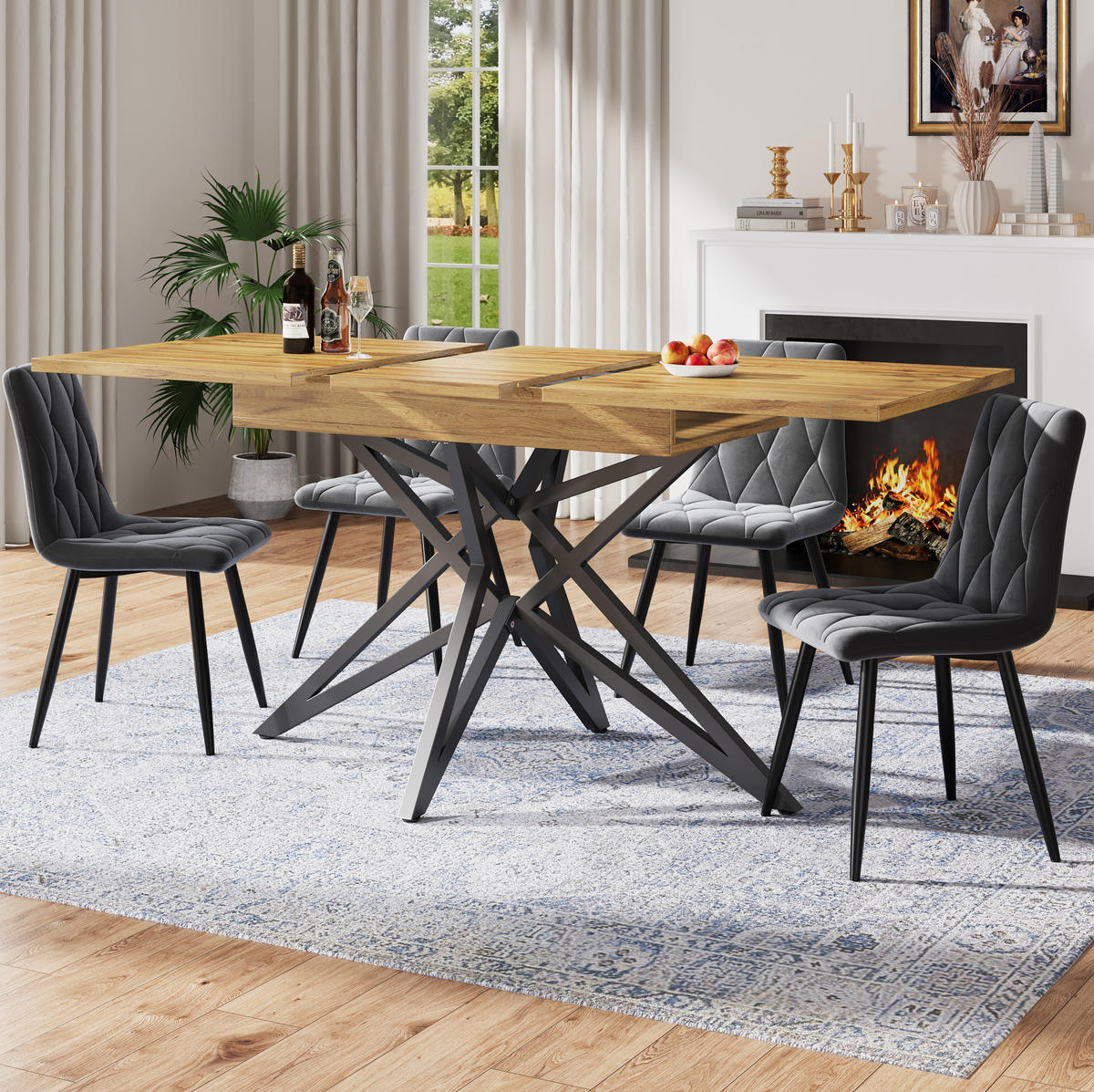 ESSTISCH 120/160/80 cm in Walnussfarben ausziehbar mit sternförmigem Metallgestell - Braun, Holzwerkstoff (120/80/66.1cm) - Flora Grace