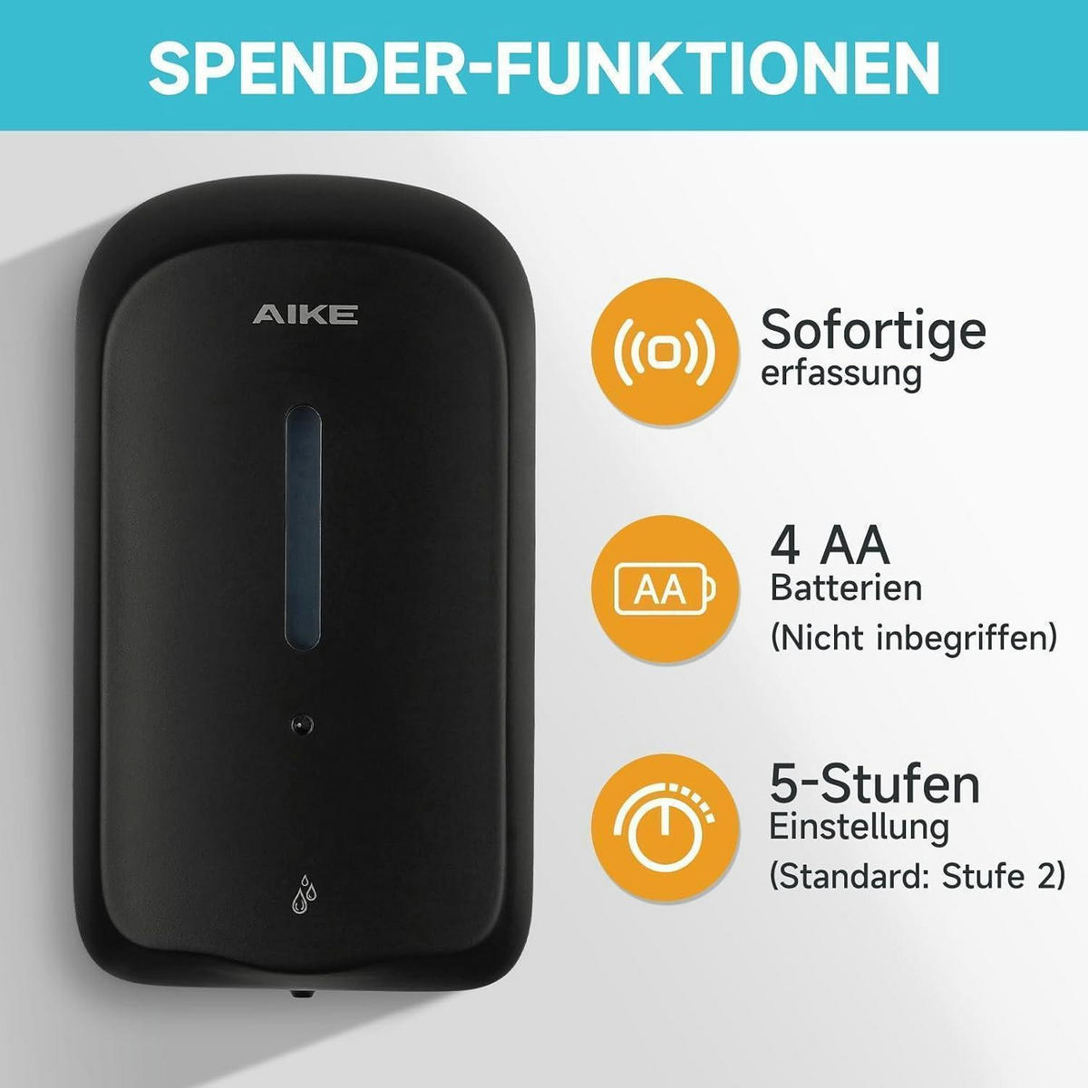 SEIFENSPENDER Wandmontiert 1000 ml Schwarz Manipulationssicher - Schwarz, Kunststoff (14.9/11.2/25.7cm)