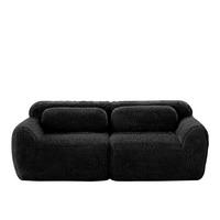 2-SITZER SOFA Plüschstoff Schwarz Modular - Schwarz, Textil (204/73/104cm) - WISHDOR