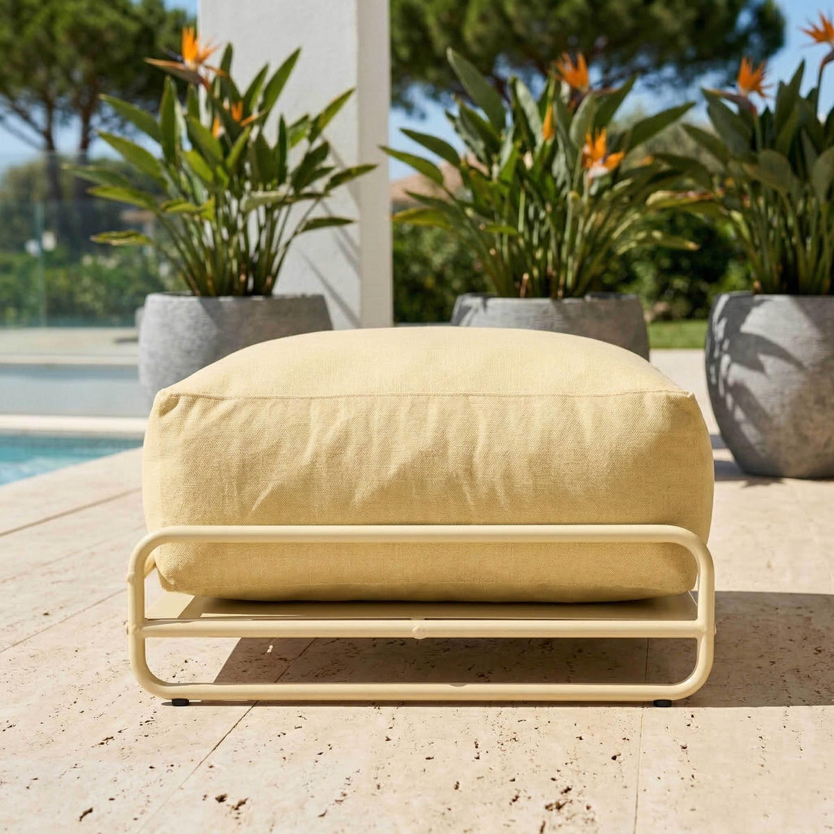 GARTENHOCKER mit Gestell, hellgelbem - Gelb, Textil (97/42/97cm) - Oviala