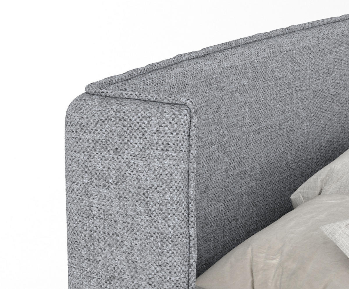 BOXBETT Monpelli Grau 180/200 cm mit Matratze und Topper - Schwarz/Grau, Holz/Holzwerkstoff (180/200cm) - Maison de Reve