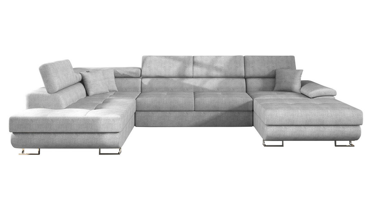 WOHNLANDSCHAFT Cotere Bis, Seite: Links - Silberfarben, Holz (345/91/202cm) - MIRJAN24