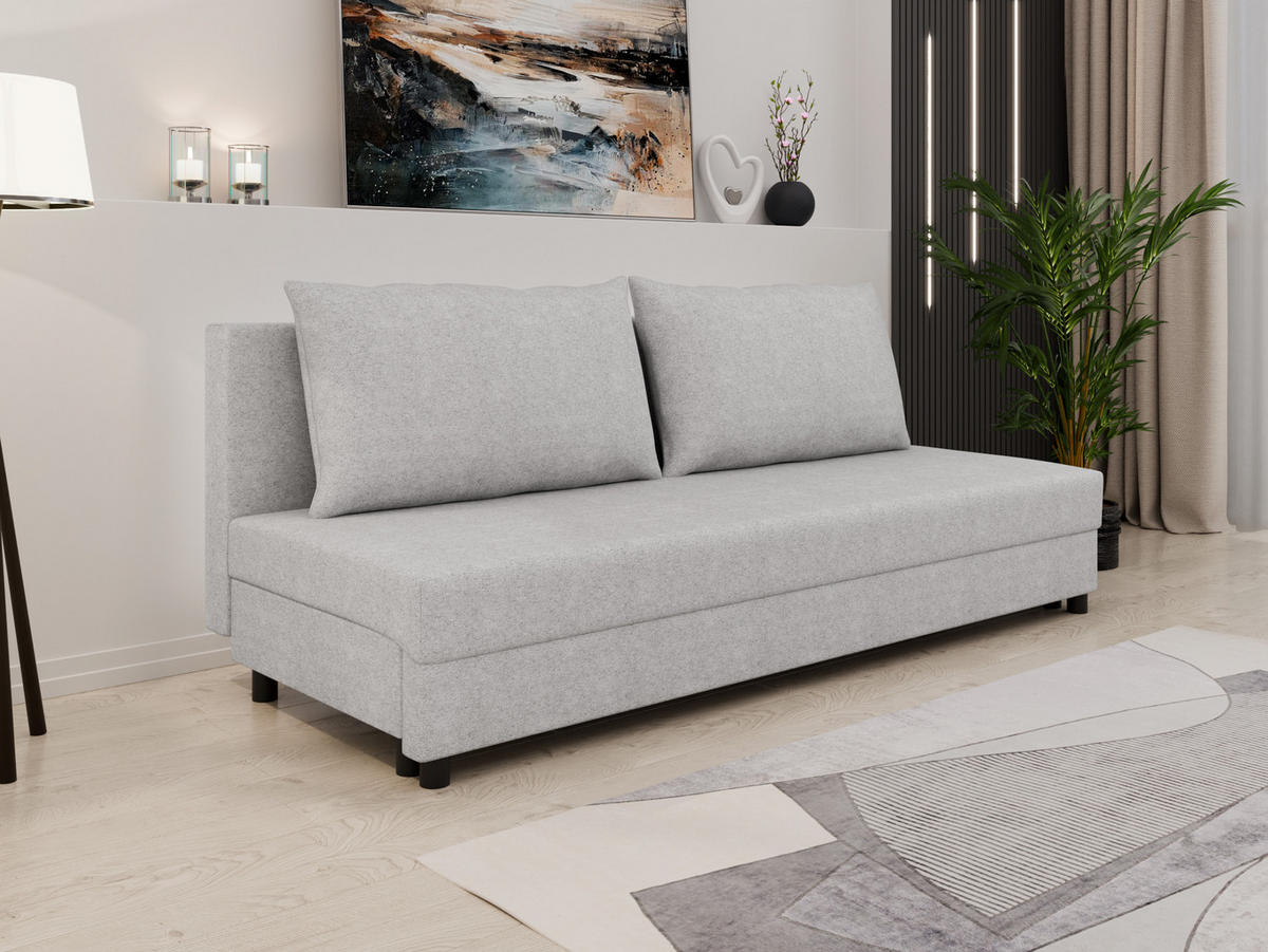 SCHLAFSOFA Facile mit Bettkasten – Moderne 2-in-1 Couch mit Stauraum, hellgrau - Hellgrau, Holz (194/48/71cm) - Panda Möbel