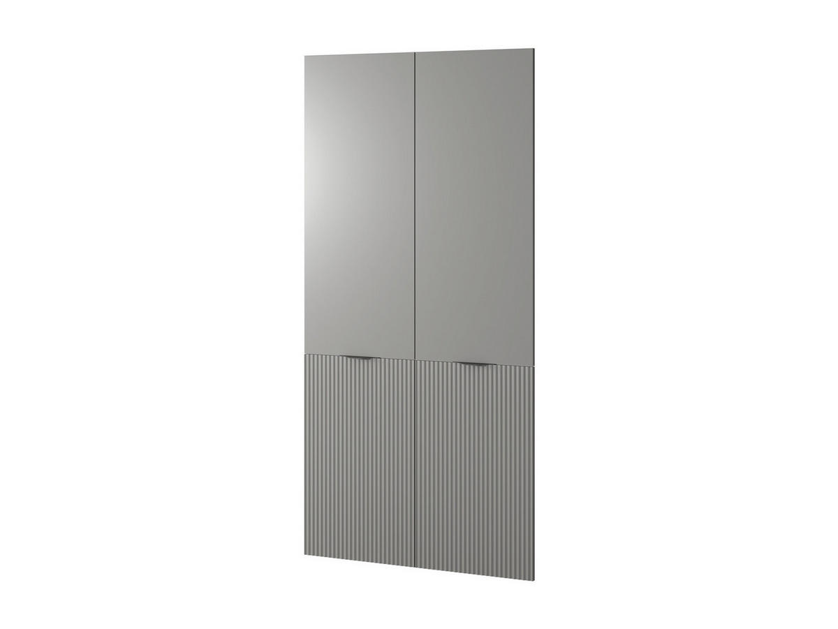 KLEIDERSCHRANK ZEN (Modular, Grau Matt, Grau & Getöntes Glas Antisol, 6-türig) - Schwarz/Grau, Holz/Holzwerkstoff (303/200/51cm) - Ravio