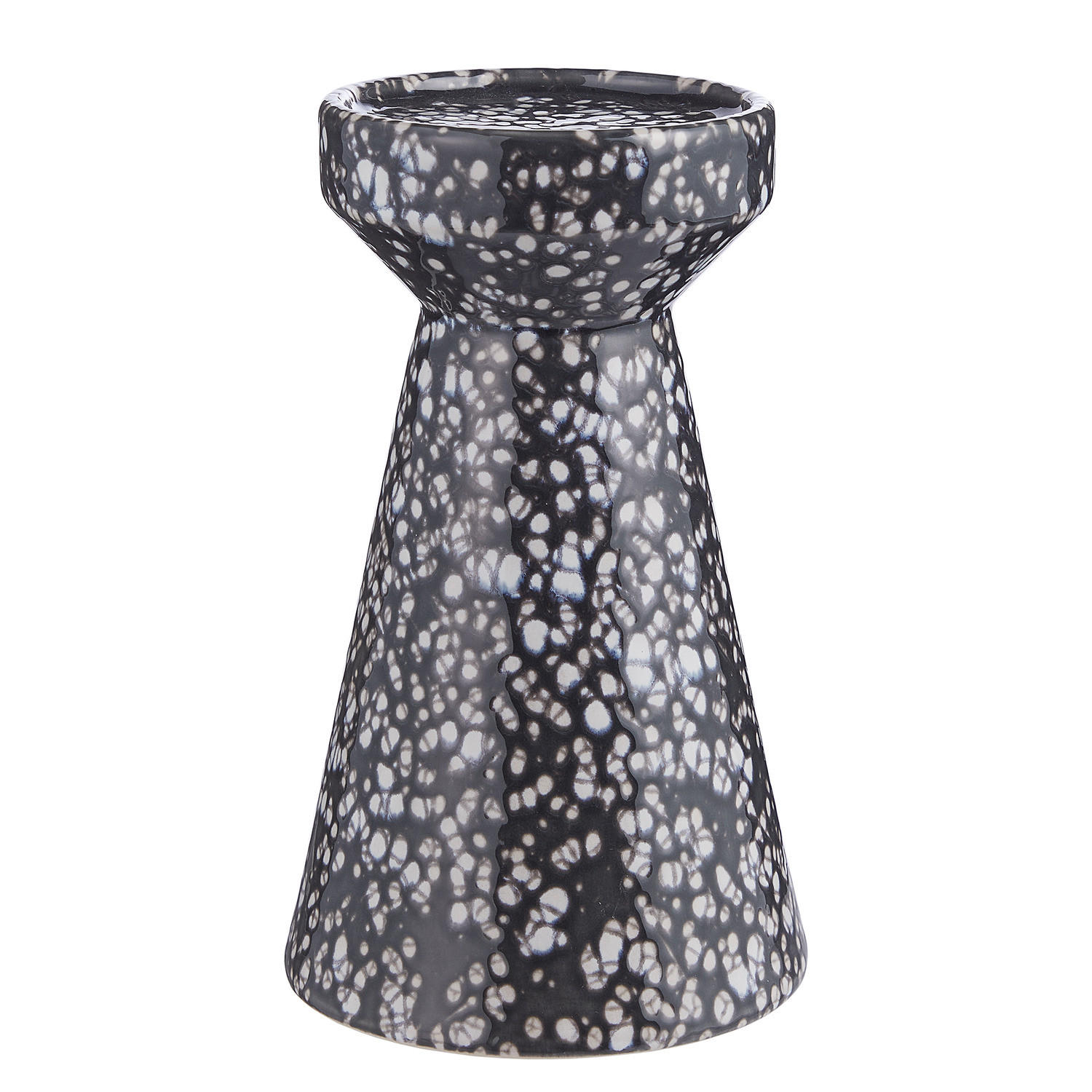 STUMPENKERZENHALTER Speckle - Schwarz, Stein (12/19/12cm) - Butlers