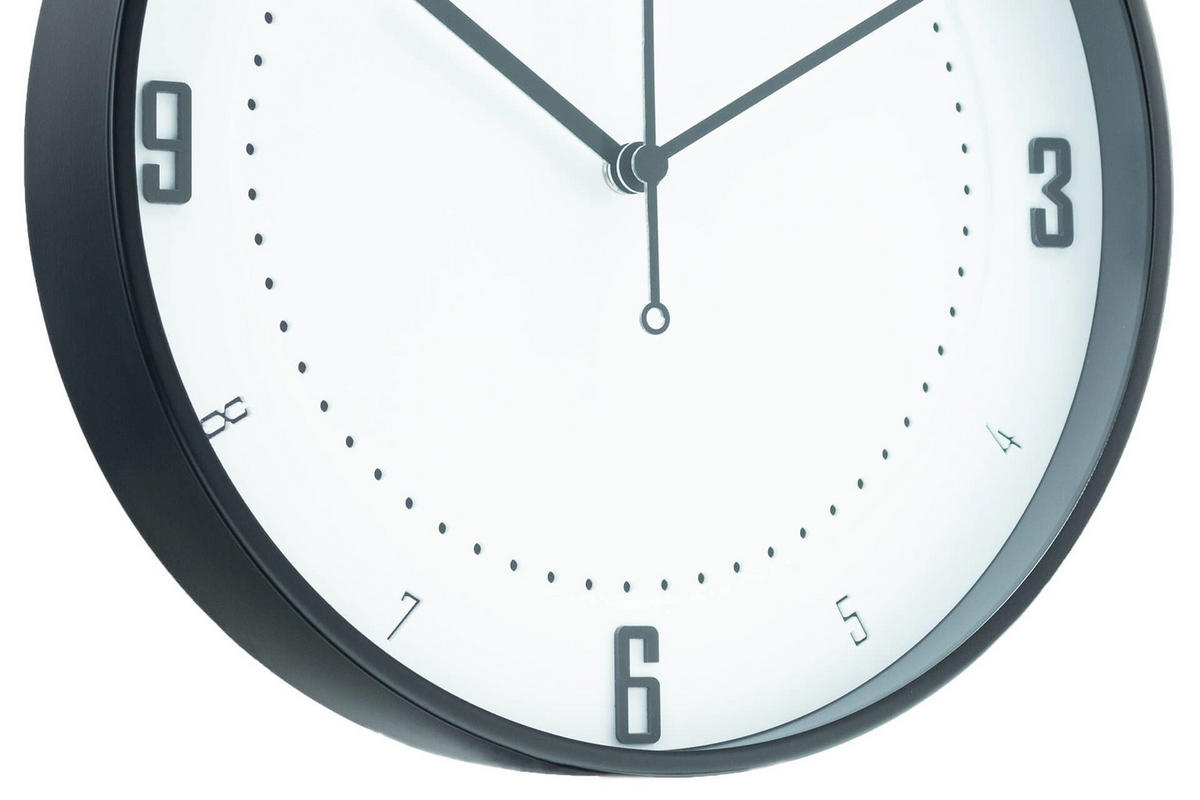 WANDUHR Design Weiß 30/30 cm - Schwarz/Weiß, Glas/Holzwerkstoff (30/30/5cm) - ONZENO