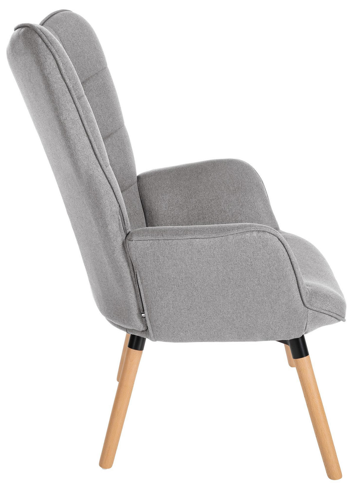 SESSEL Stoff grau - Eukalyptusholzfarben/Grau, Holz/Textil (68/101/73cm) - CLP