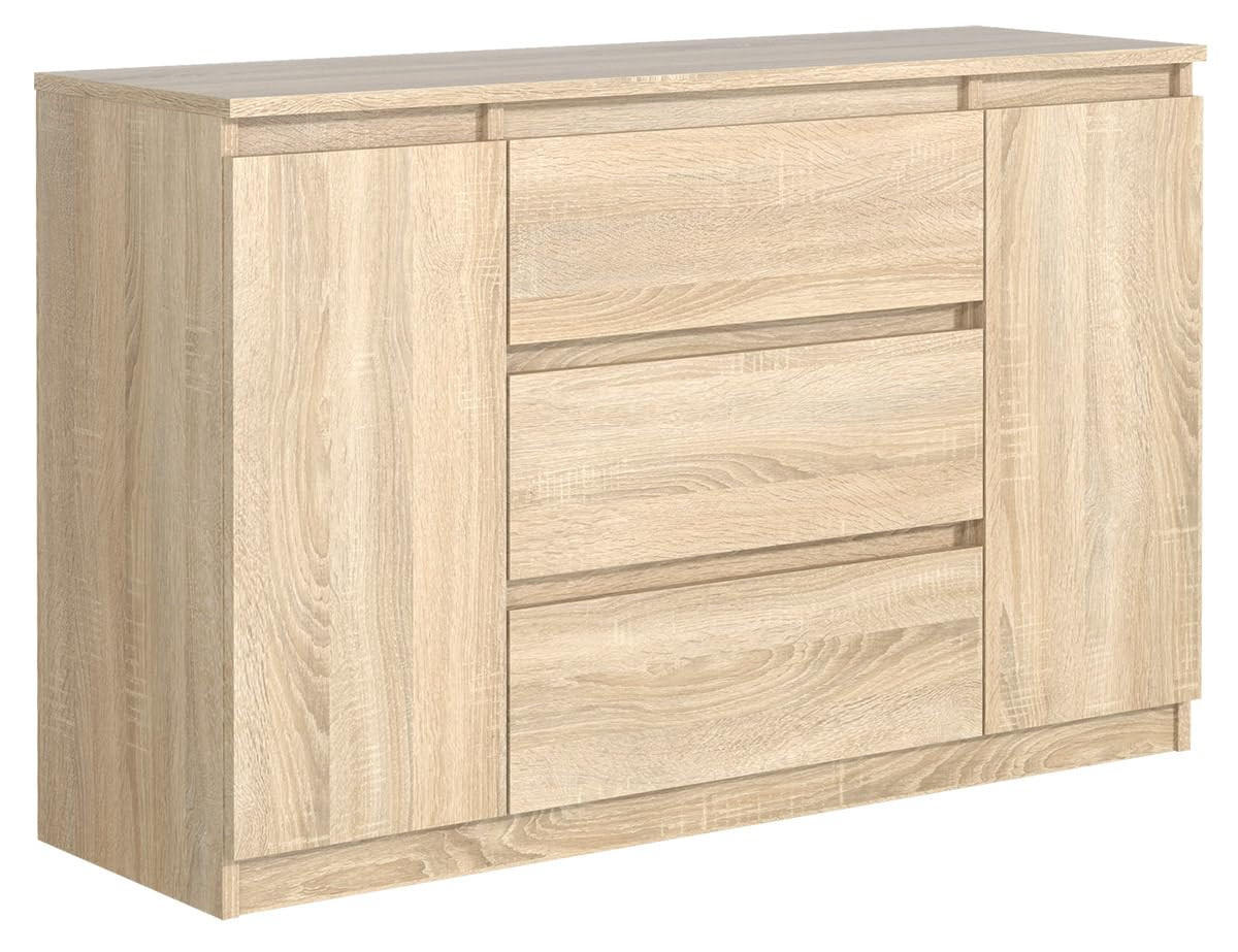 KOMMODE mit 3 Schubladen 2 Schranktüren 120 cm SonomaEiche - Sonoma Eiche, Holzwerkstoff (120.4/78.2/39cm) - MebLocker