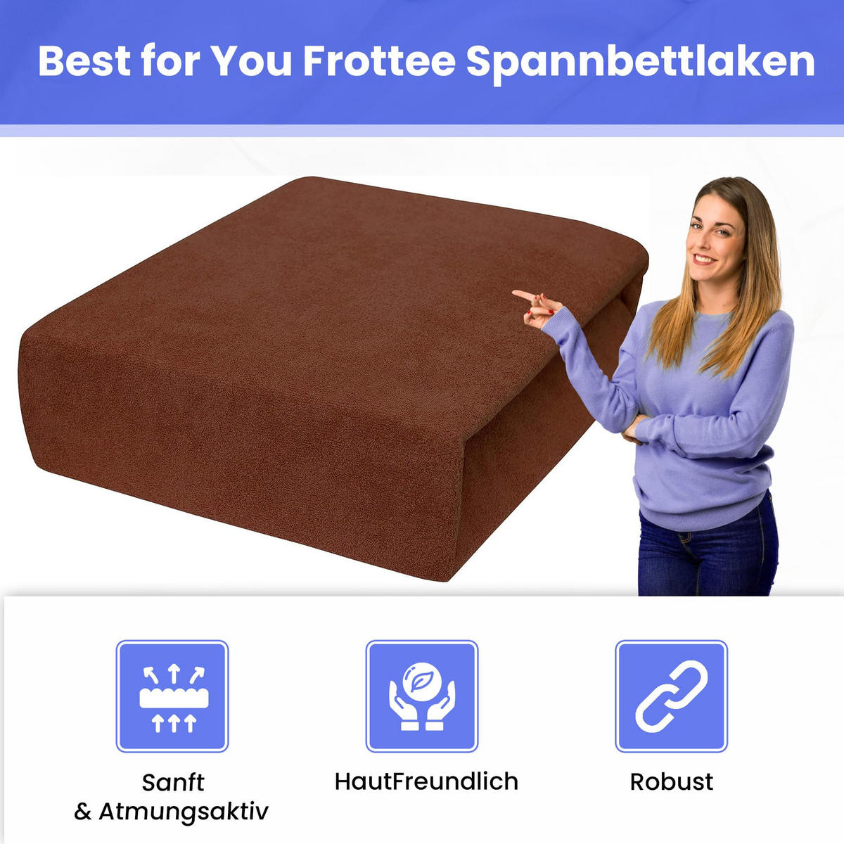 SPANNBETTLAKEN 160/200 cm, Frottee Elastisch 100 % Baumwolle Schokoladenbraun - Dunkelbraun, Textil (160/200cm) - Best For Home