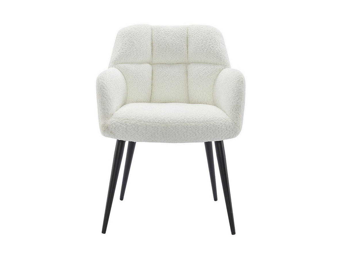 STUHL mit Armlehnen 6er-Set - Bouclé-Stoff & Metall - Weiß - PEGA - Schwarz/Weiß, Textil (58.5/78/62cm) - Pascal Morabito