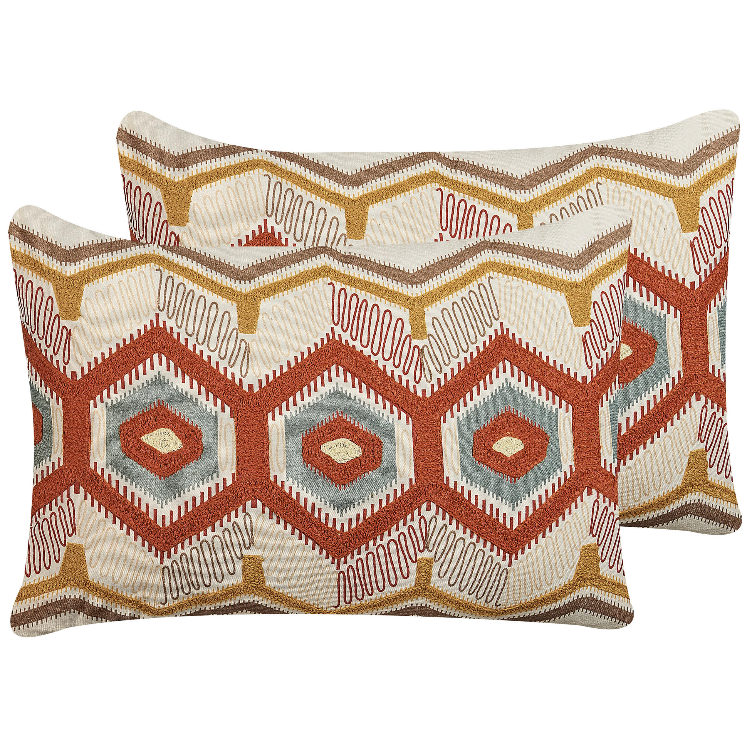 DEKOKISSEN 2er-Set Bunt 40/60 cm Majra - Multicolor, Naturmaterialien/Textil (40/60cm) - Beliani