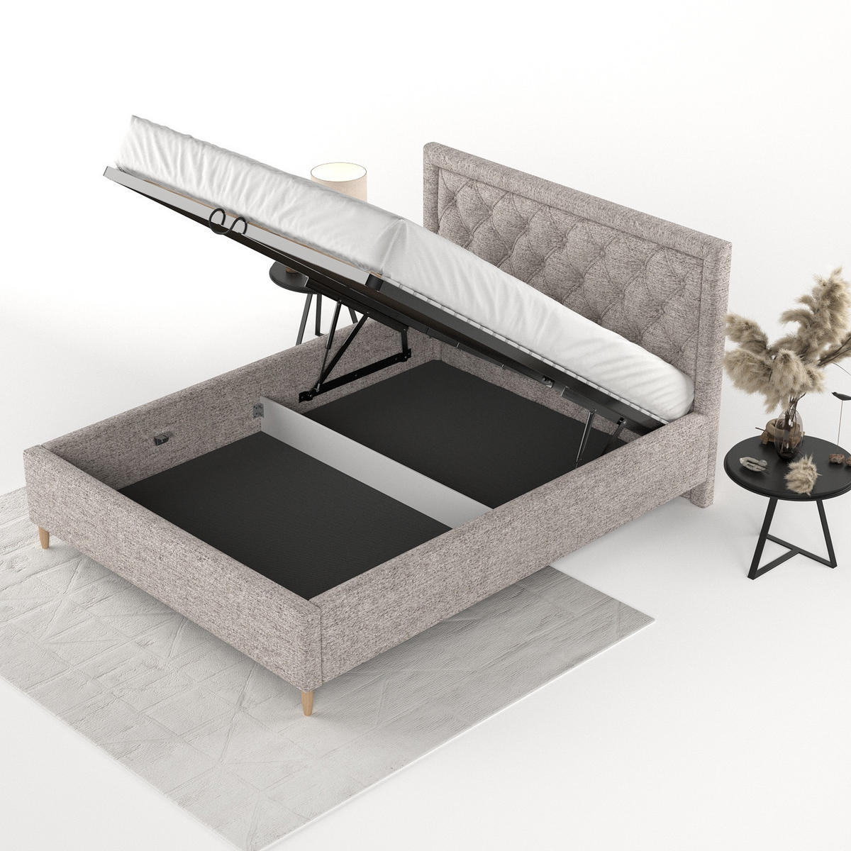 POLSTERBETT Lido 120/200 cm Beige im Neve Stoff - Beige/Naturfarben, Holz/Holzwerkstoff (120/200cm) - AltaBeds