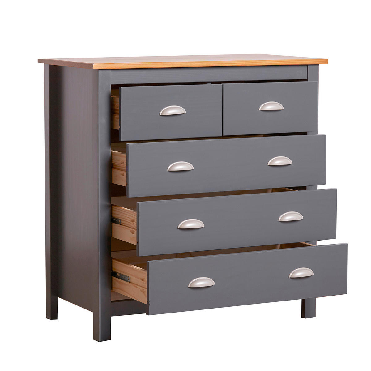 KOMMODE 79/80/40 Jade Grau - Anthrazit, Holz (79/80/40cm)