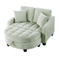 SOFA Chenille Cyan mit Stauraumhocker - Hellgrün, Holzwerkstoff/Kunststoff (132/93/129cm) - WISHDOR