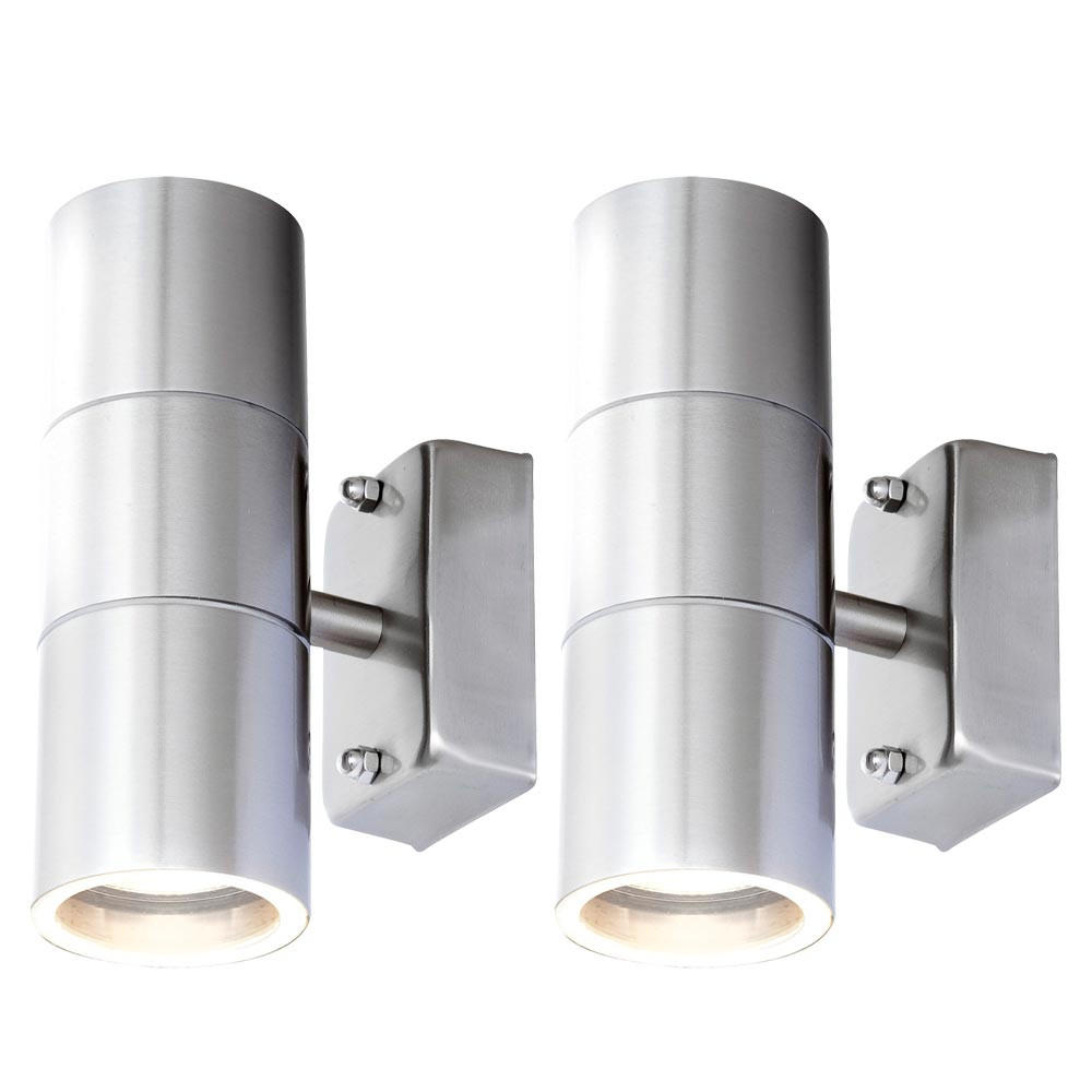 LED AUSSEN-WANDLEUCHTE Edelstahl Silber 2er Set - Silberfarben, Glas (6/16.5/10.4cm)