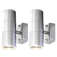 LED AUSSEN-WANDLEUCHTE Edelstahl Silber 2er Set - Silberfarben, Glas (6/16.5/10.4cm)