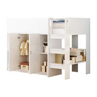 HOCHBETT 90/200 cm in Weiß & Grau Kinderbett mit Schrank und Regal - Weiß, Holz (90/200cm) - STILVORA