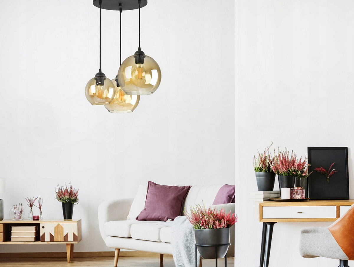 PENDELLEUCHTE HAGEN - Transparent/Schwarz, Glas/Metall (45/45/80cm) - kiki design