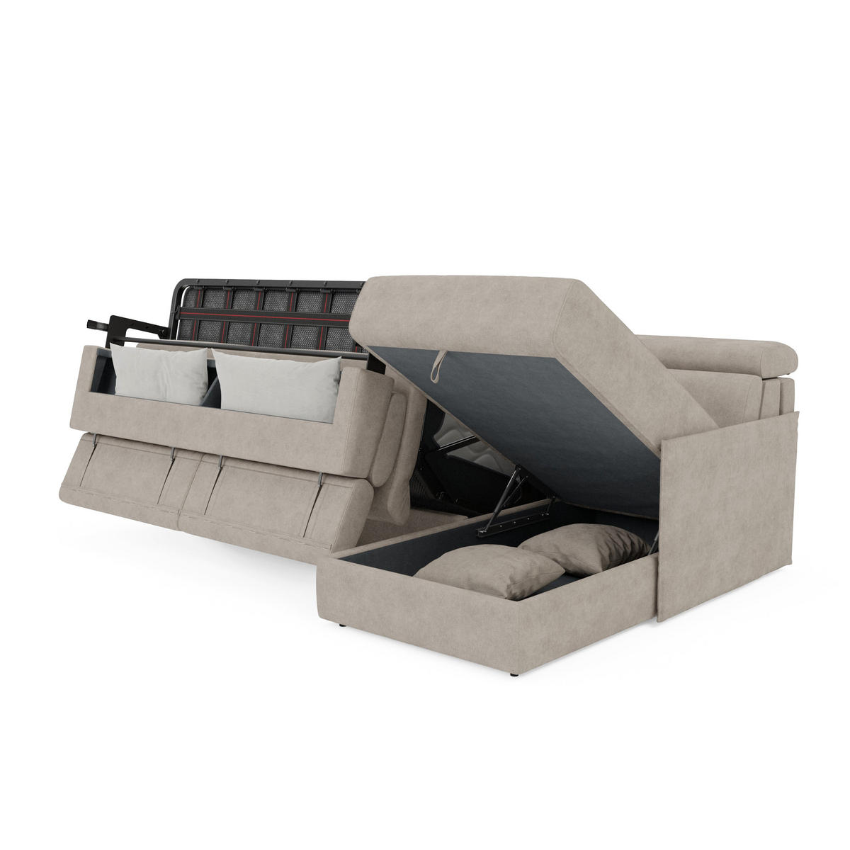 ECKSOFA Miryam - Creme, Metall (252/98cm) - Divani.store