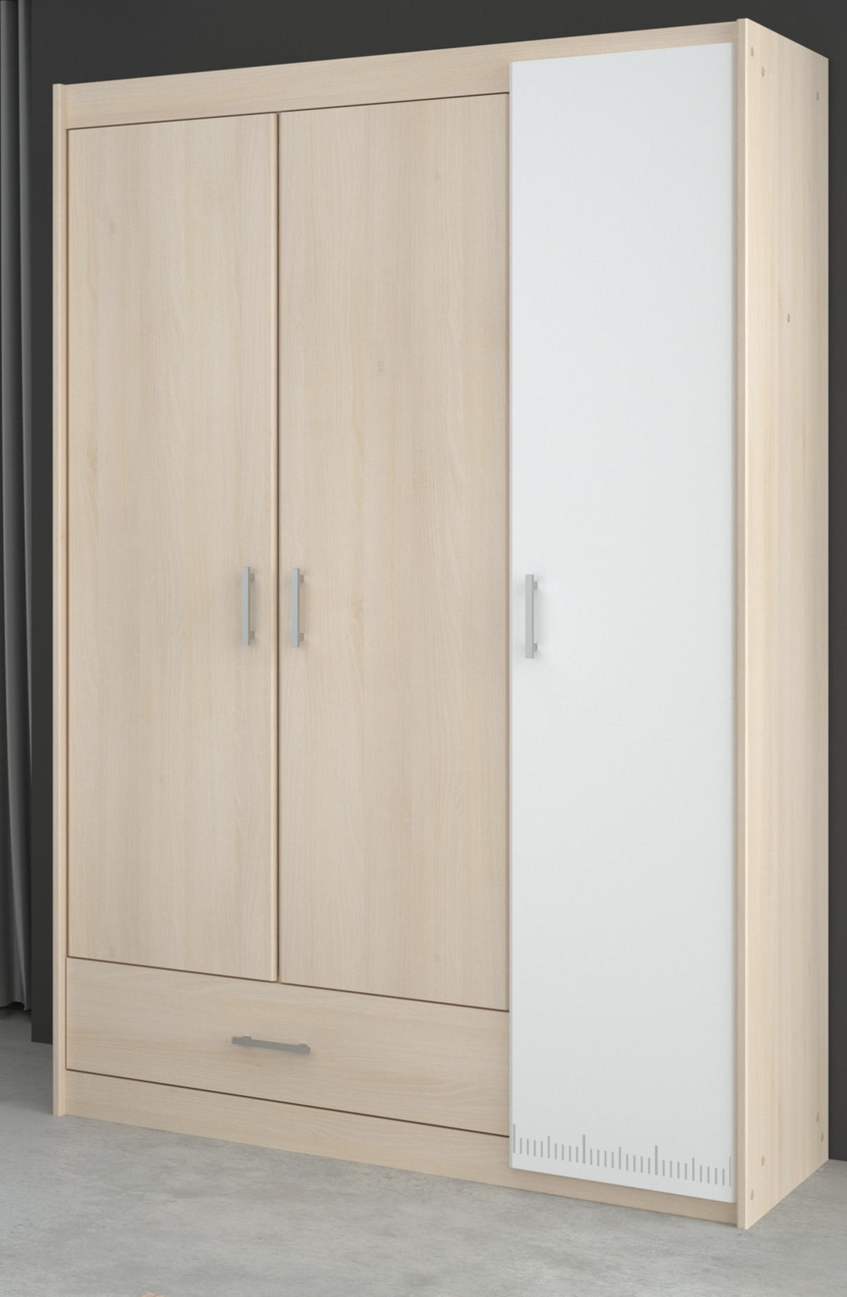 JUGENDZIMMER Set Kleiderschrank Kommode Schreibtisch Bett 160cm - Silberfarben/Weiß, Holz/Holzwerkstoff (160/179/52cm) - Parisot Meuble