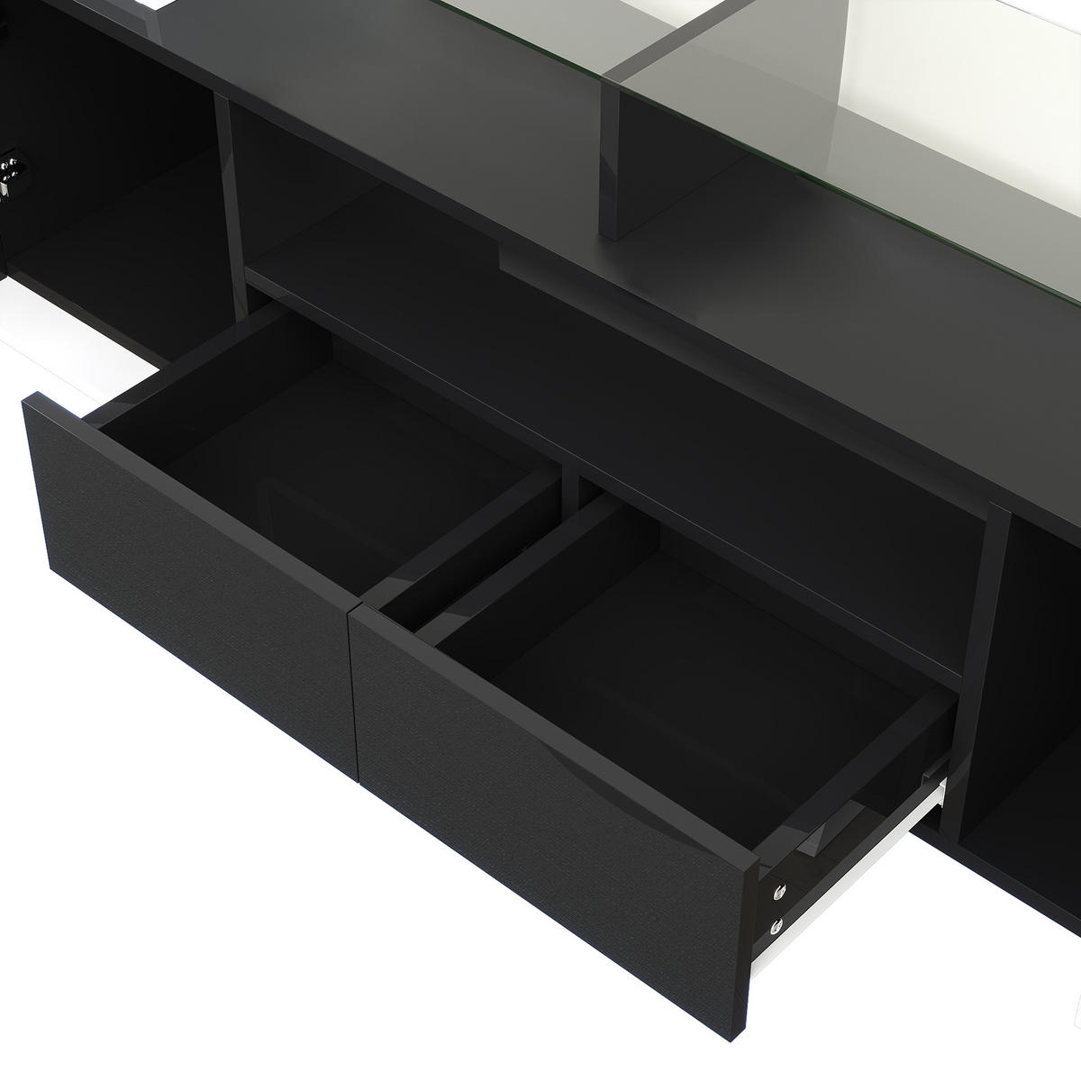 TV-SCHRANK 200 cm Weiß, Schwarz - Schwarz/Weiß, Holzwerkstoff (35/60/200cm) - Raumix