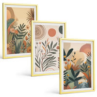BILDER SET 3er Set - 40x60 cm Goldrahmen - Pflanzenmotive in gedeckten Farben - Goldfarben, Kunststoff (40/60cm) - TULUP