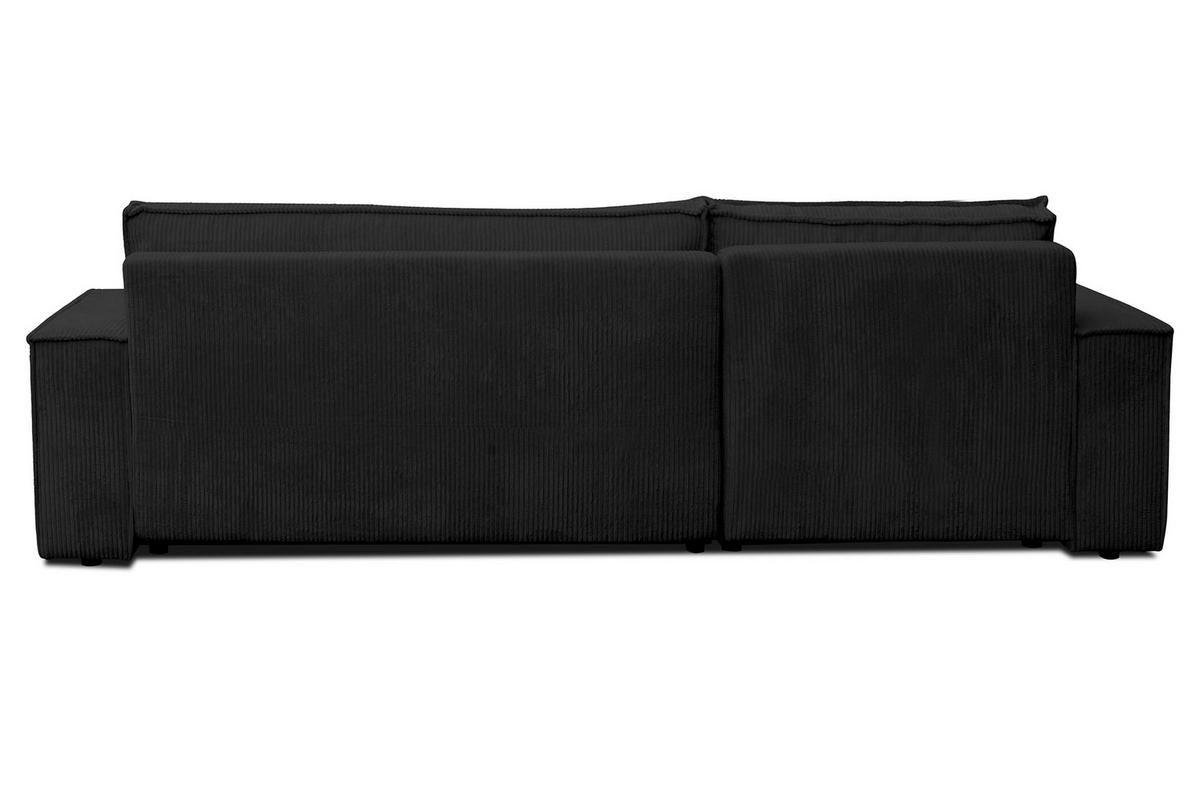 ECKSOFA HUGO XL Schlaffunktion und Bettkasten Cord-Stoff (Schwarz) - Schwarz, Textil (274/142cm) - VENASI MÖBEL