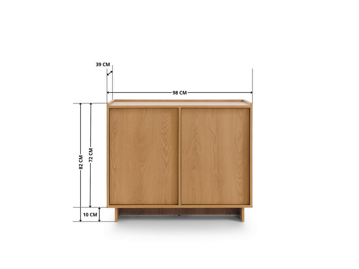 SIDEBOARD SUNA 98 cm (Karamell Eiche, Push to Open) - Eichefarben, Holz/Holzwerkstoff (98/82/39cm) - Ravio