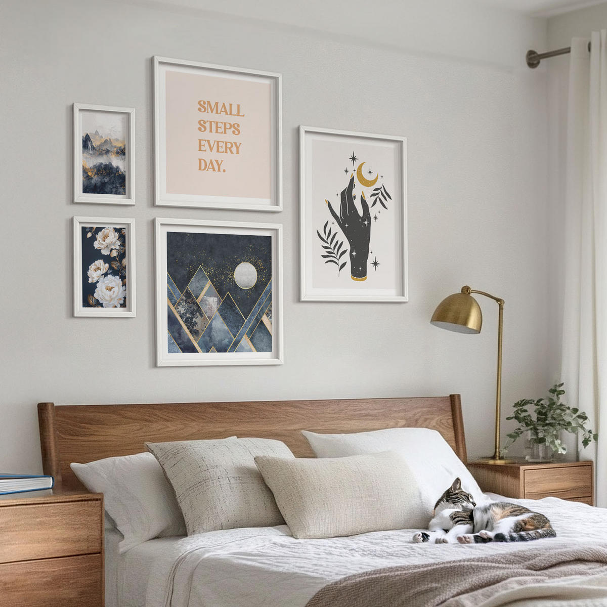 WANDBILDER 5er-Set - 50x50 cm & 20x30 cm & 40x60 cm Weißer Rahmen - Turmbrücken in europäischen Städten - Weiß, Kunststoff (40/60cm) - ArtPrintCave