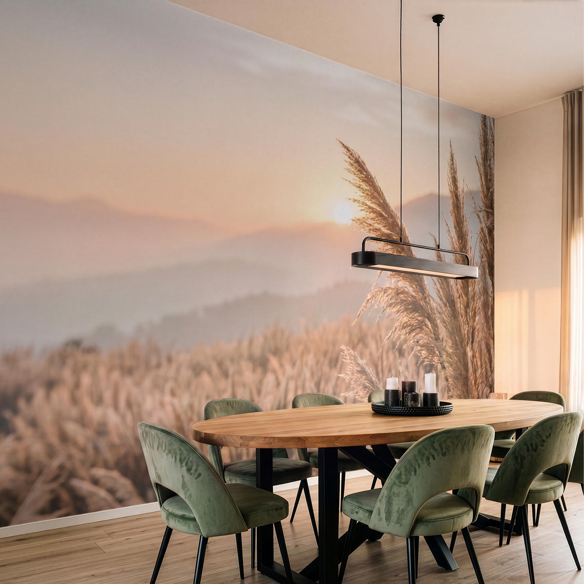 TAPETE - Gras - Feld - Sonne - Natur - 400x300 cm - Sandfarben, Papier (400/300cm) - OnlyWow