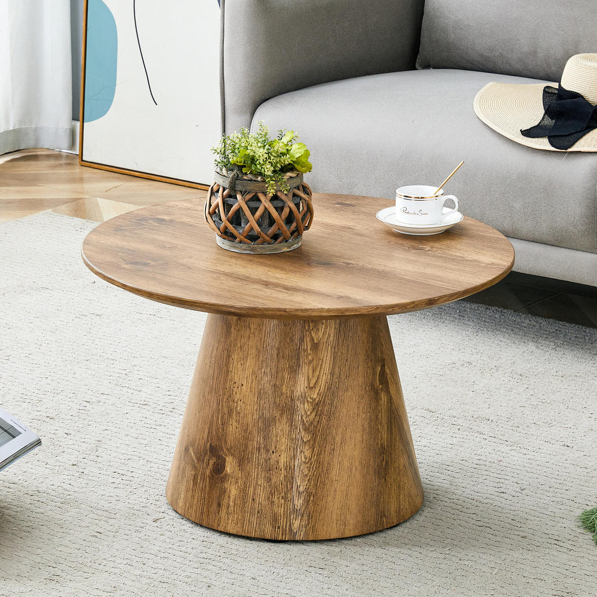 KONFERENČNÍ stolek 60/60/35 cm hnědý z MDF s dekorem dřeva - přírodní, kompozitní dřevo (60/60/35cm) - OKWISH