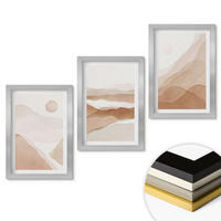 WANDBILDER 3er Set - 20x30 cm Silberner Rahmen - Abstrakte braune Landschaften - Silberfarben, Kunststoff (20/30cm) - ArtPrintCave