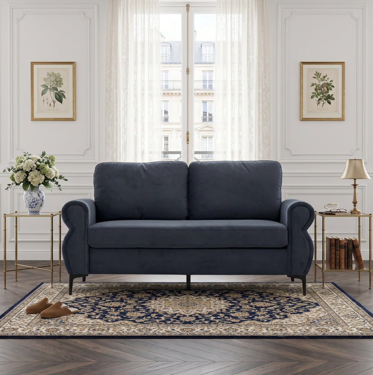 SOFA kompakt 173,5 cm Dark Grey mit Federkern - Dunkelgrau, Holzwerkstoff (173.5/92/81cm) - Meubliv