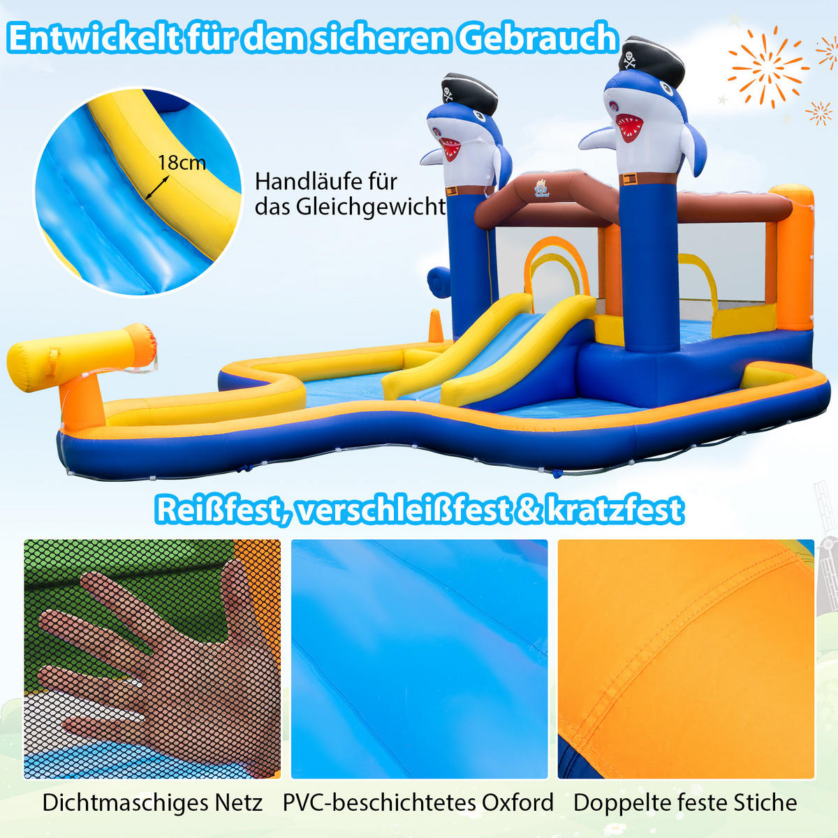 HÜPFBURG 250cm Multicoloured - Multicolor, Kunststoff (578/408/250cm) - COSTWAY