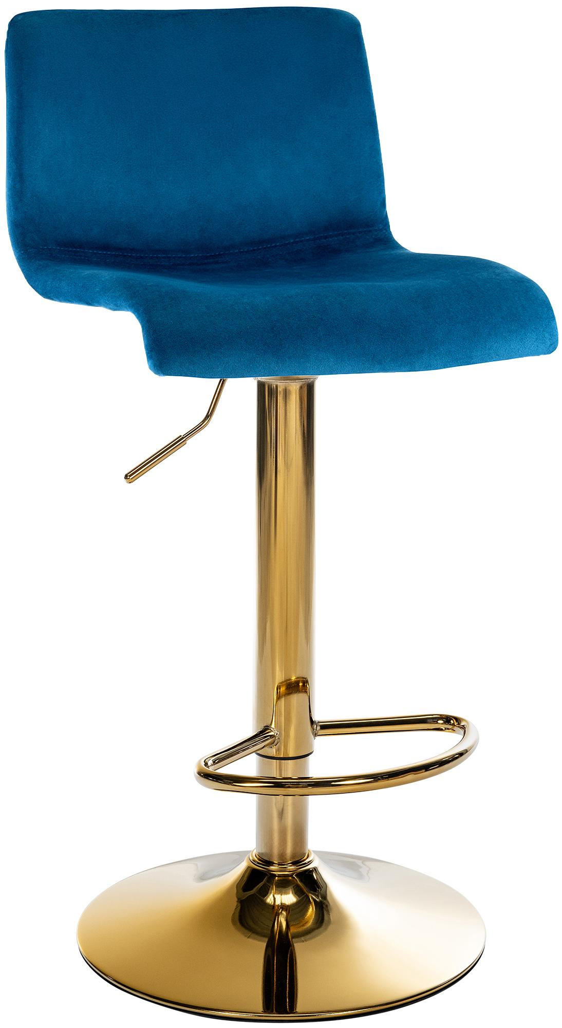 BARHOCKER Samt Blau - Blau, Textil (39/83/36cm) - CLP