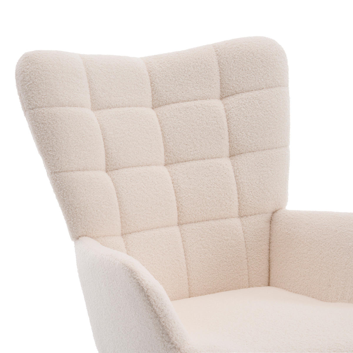 SCHAUKELSTUHL wohnzimmer mit Fußstütze und verdicktem Sitzkissen ,Bodenschutzleiste, beige - Beige, Holzwerkstoff/Textil (68/91/88cm) - STILVORA