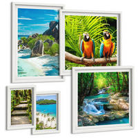 BILDER SET 5er Set - 50x50 cm & 20x30 cm & 40x60 cm Weißer Rahmen - Strand, Boot, Wasserfälle, Palmen - Weiß, Kunststoff (40/60cm) - TULUP