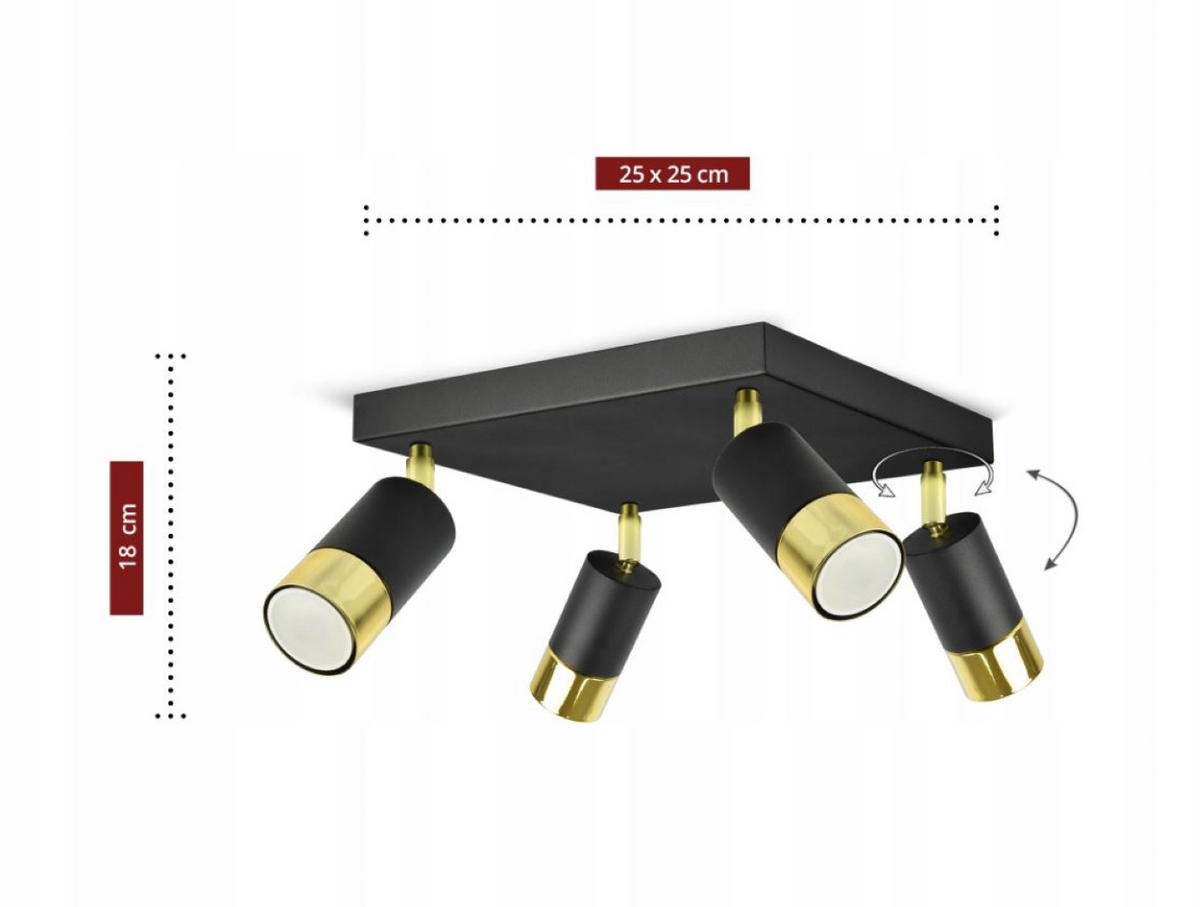 DECKENLEUCHTE Milano Tube - Goldfarben/Schwarz, Metall (25/25/18cm) - kiki design