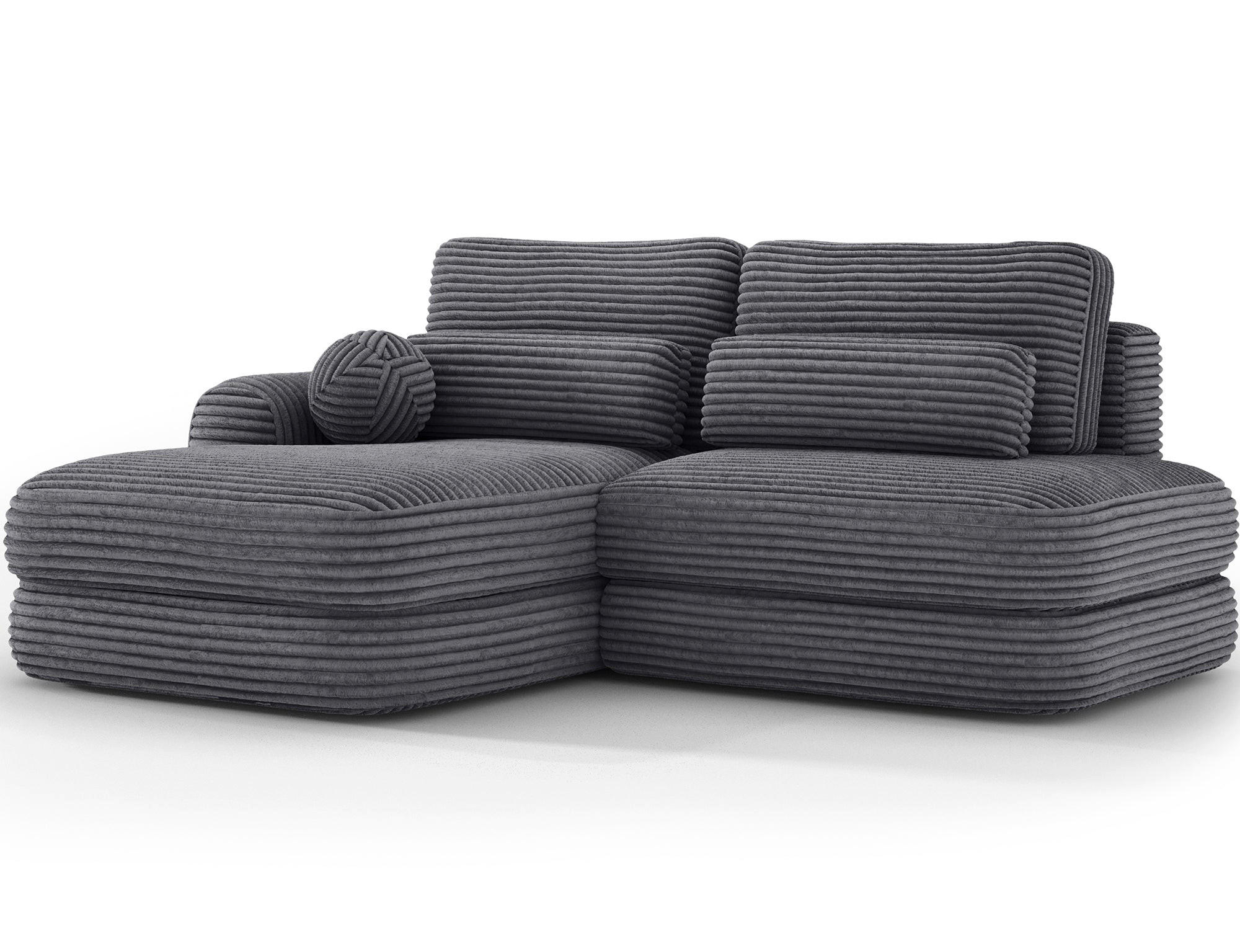 ECKSOFA RIPELI L-Form mit Schlaffunktion & Bettkasten – Modernes 3-Sitzer Sofa, Wellenfederung, 217 × 175 cm - Schwarz/Grau, Kunststoff (217/175cm) - Wohnideebilder