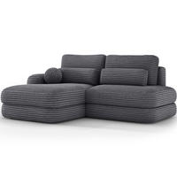 ECKSOFA RIPELI L-Form mit Schlaffunktion & Bettkasten – Modernes 3-Sitzer Sofa, Wellenfederung, 217 × 175 cm - Schwarz/Grau, Kunststoff (217/175cm) - Wohnideebilder