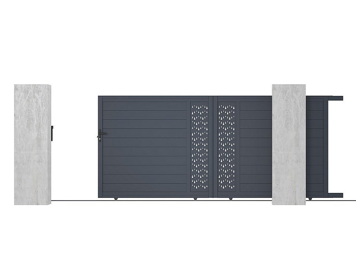 SCHIEBETOR - 390cm x 4.6cm - PVC - anthrazitgrau - GREGOR - Anthrazit, Kunststoff (390/178cm) - Vente-Unique
